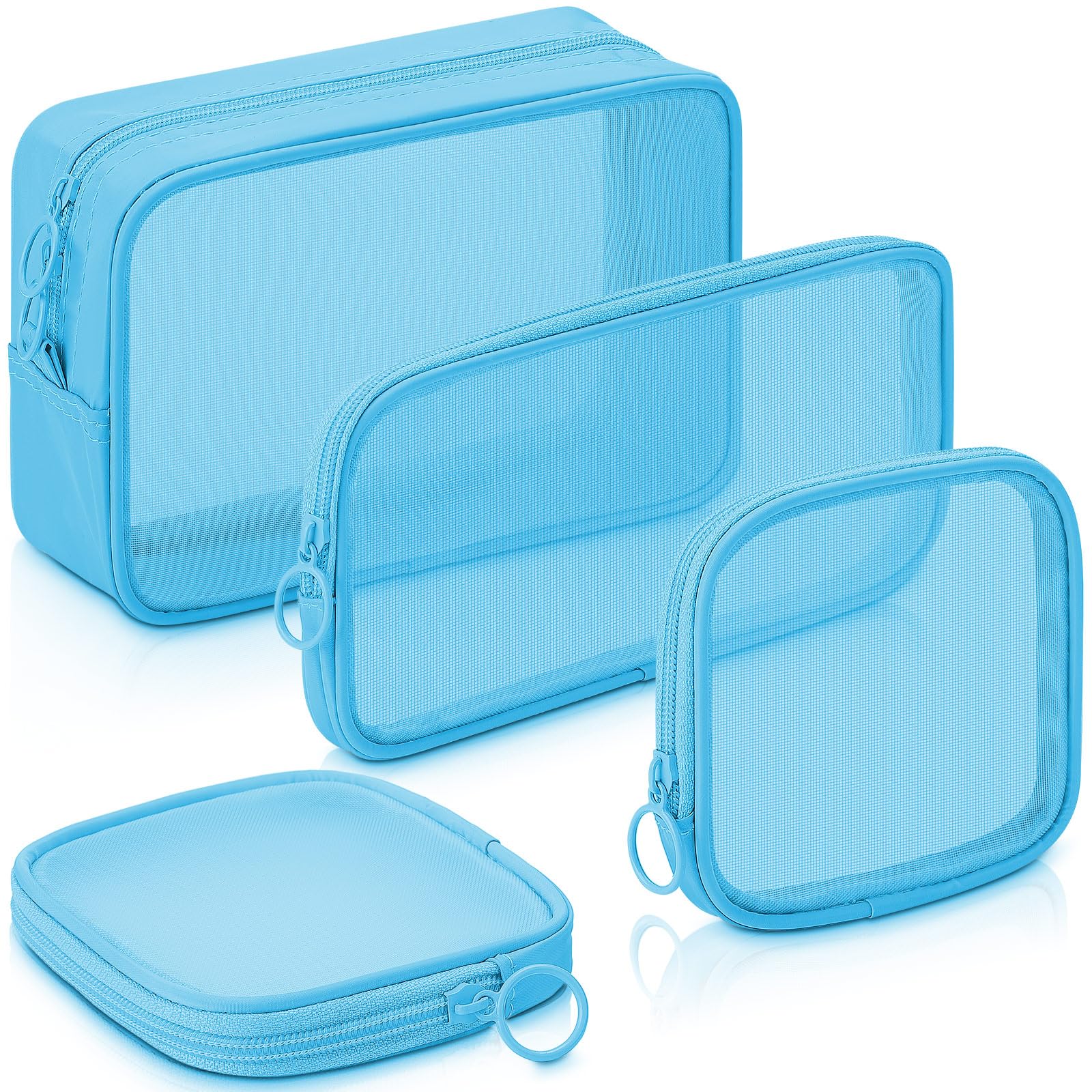 4 Pcs Mesh Makeup Bag Mesh Cosmetic Bag Travel Toiletry Pouch with Zipper Mini Makeup Cosmetic Purse for Daily Accessory(Small, Large, Medium, Wine Red) support customization (OEM) Sialkot Protective Wear. - Image 3