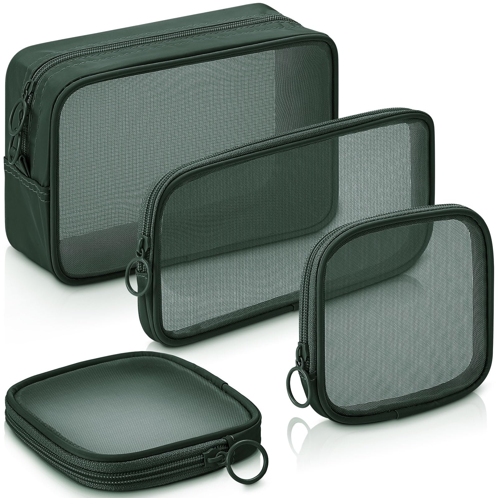 4 Pcs Mesh Makeup Bag Mesh Cosmetic Bag Travel Toiletry Pouch with Zipper Mini Makeup Cosmetic Purse for Daily Accessory(Small, Large, Medium, Wine Red) support customization (OEM) Sialkot Protective Wear. - Image 4