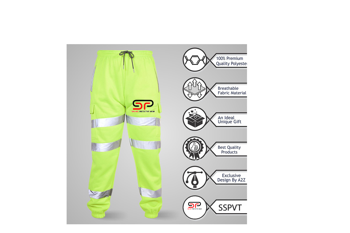 High Visibility Safe Work Pants Reflective Sweatpants Hi Vis Joggers Slim Fit Jogging Bottoms Workout for Men's S-4XL support customization (OEM) Sialkot Protective Wear. - Image 7