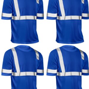 4 Pcs Reflective Safety Shirts Short Sleeve High Visibility Hi Vis T-shirts for Construction Work with Front Pocket Support Customization (OEM) Sialkot Protective Wear.