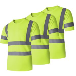 Men's High Visibility Shirts 5 Pack Work Safety Reflective Shirts for Men Construction T-Shirt Short Sleeve Support Customization (OEM) Sialkot Protective Wear.