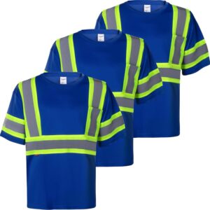 High Visibility Short Sleeve Reflective Safety T-Shirt, Men's Heavy Duty Breathable Hi Vis Shirts Support Customization (OEM) Sialkot Protective Wear.