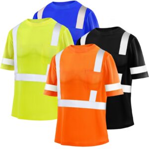 4 Pcs Reflective Safety T Shirt High Visibility Work Shirts Sun Protection Construction Support Customization (OEM) Sialkot Protective Wear.